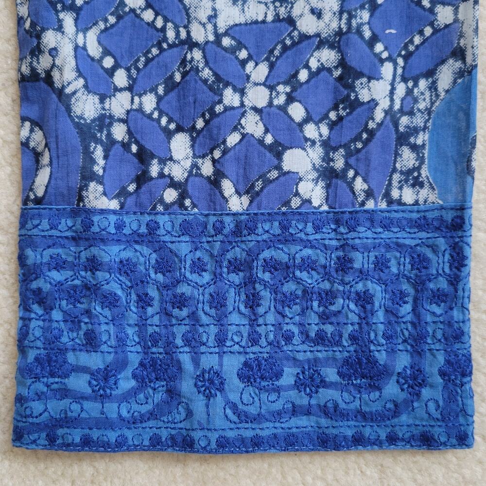 EUC Novica M Embroidered Tunic Dress Tassel Midi/Mini Boho Beachy Cruise Blue - Picture 10 of 16